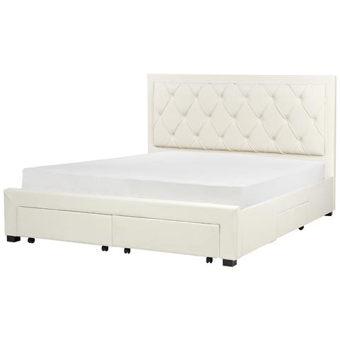 Letto Matrimoniale Con Contenitore Velluto Crema Chiaro 180 X 200 Cm Lievin - Foto 6