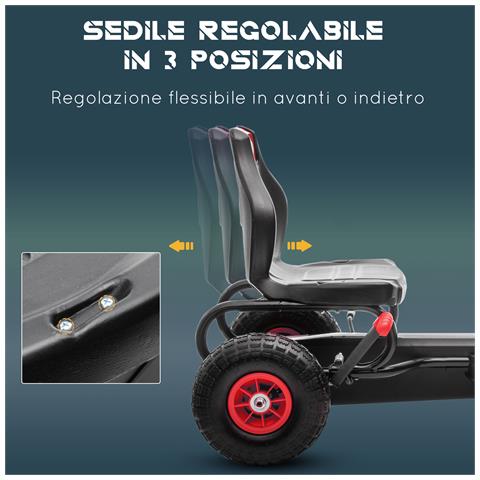 Go Kart A Pedali Per Bambini Da 5-12 Anni Con Sedile Regolabile E Ruote In Gonfiabili, Rosso - Foto 6