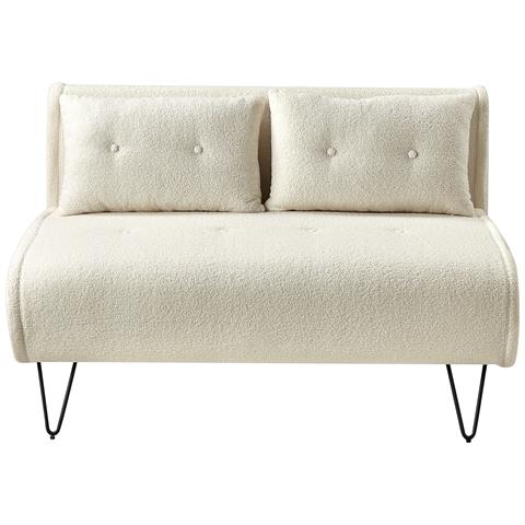 Divano Letto 2 Posti Vestfold Bouclé Bianco Sporco - Foto 7