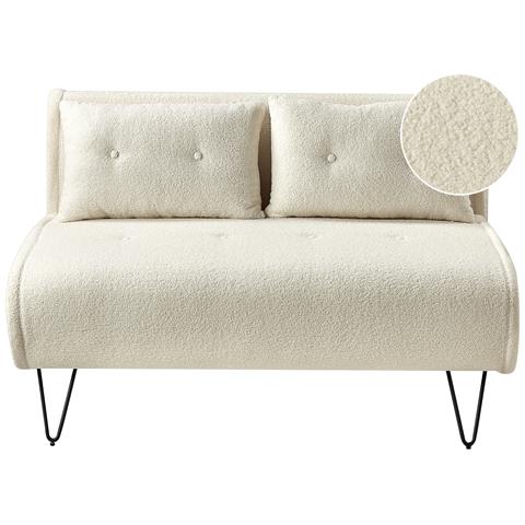 Divano Letto 2 Posti Vestfold Bouclé Bianco Sporco - Foto 2