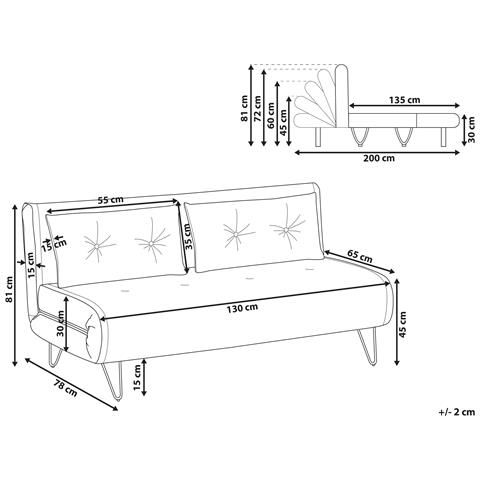 Divano Letto 2 Posti Vestfold Bouclé Bianco Sporco - Foto 6