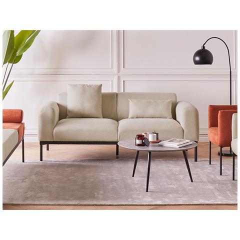 Divano 2 Posti Malmos Lino Sintetico Beige Chiaro - Foto 1
