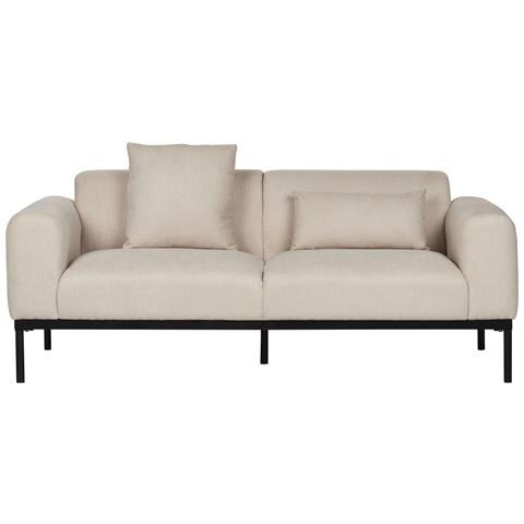 Divano 2 Posti Malmos Lino Sintetico Beige Chiaro - Foto 2