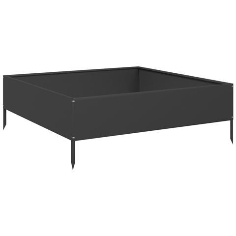 Fioriera Rialzata da Giardino Nera 100x100x33,5 cm in Acciaio - Foto 1