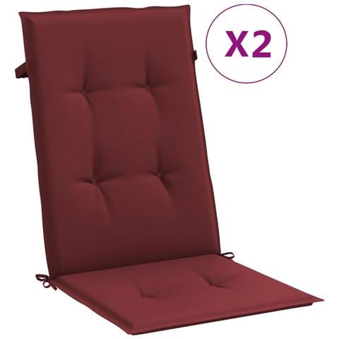 Cuscini Sedia Schiena Alta 2 Rosso Vino Mélange 120x50x4 Cm - Foto 2