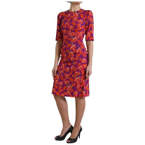 Abito Tubino Con Stampa Floreale Papaveri Multicolor - It38 - Xs - Foto 2