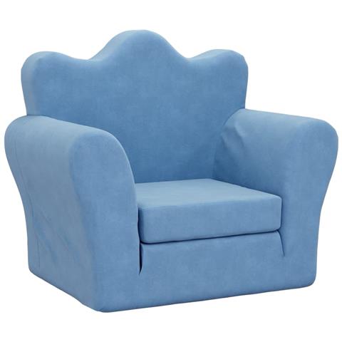 Divano Letto per Bambini Blu in Morbido Peluche - Foto 1