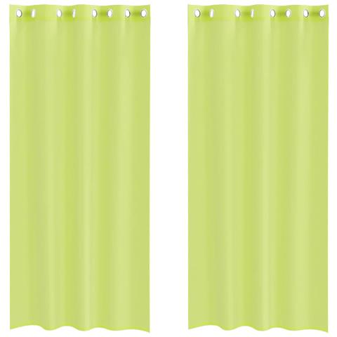 Tende In Voile Con Occhielli 2 Pz Verde Mela 140x245 Cm - Foto 2