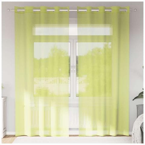 Tende In Voile Con Occhielli 2 Pz Verde Mela 140x245 Cm - Foto 1