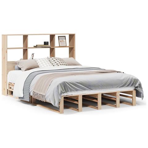 Letto Libreria Senza Materasso 150x200 Cm In Legno Massello - Foto 2