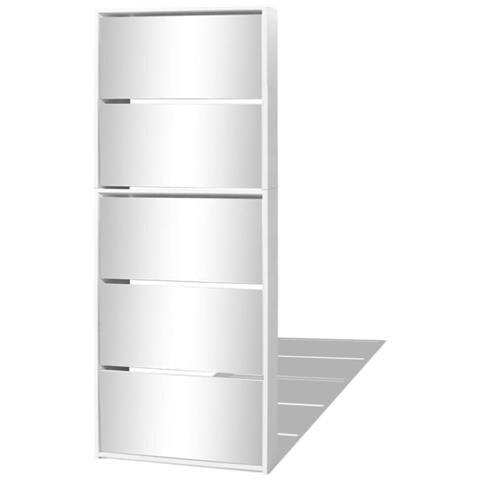 Lusso Casadino -  Scarpiera A 5 Strati Con Specchio Bianca 63x17x169,5 Cm - Foto 1