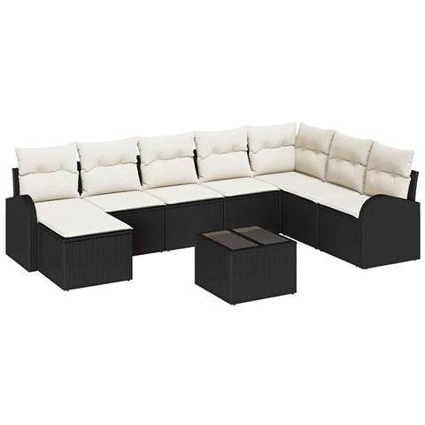 Set di divani da giardino a 8 pezzi con cuscini in polyrattan marrone - Foto 1
