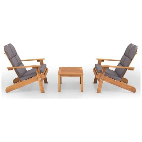 Set Salotto da Giardino Adirondack 3pz Legno Massello di Acacia - Foto 1