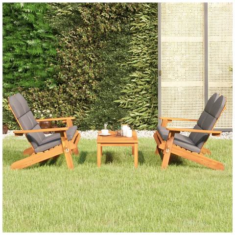 Set Salotto da Giardino Adirondack 3pz Legno Massello di Acacia - Foto 2