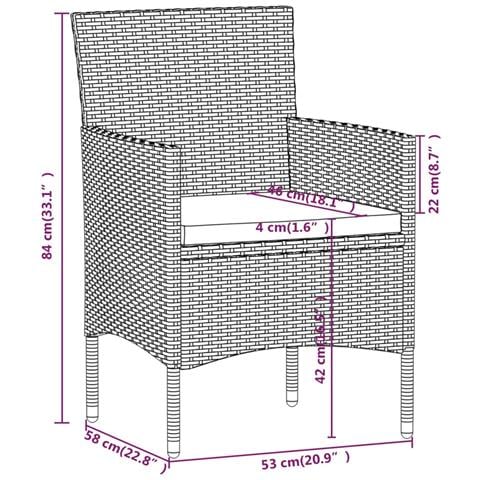 Set Bistrot per Giardino 5 pz Polyrattan e Massello Acacia Nero - Foto 9