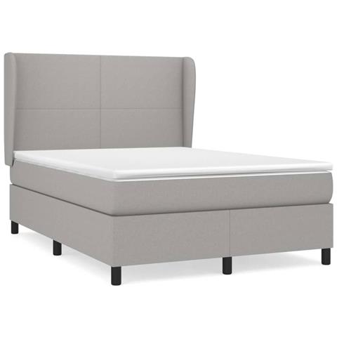 Giroletto a Molle con Materasso Grigio Chiaro 140x200cm Tessuto - Foto 1