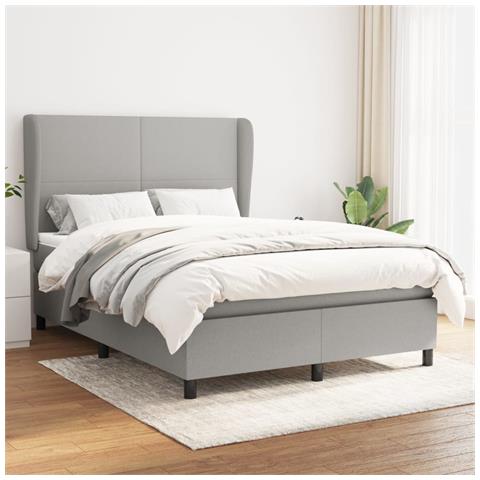Giroletto a Molle con Materasso Grigio Chiaro 140x200cm Tessuto - Foto 2