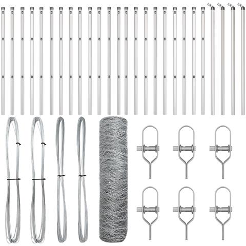 Recinzione Esagonale  0.6x50 m Acciaio Zincato, Pali per Recinzione  13 pz Ø32 mm 100 cm Acciaio Zincato - Foto 1