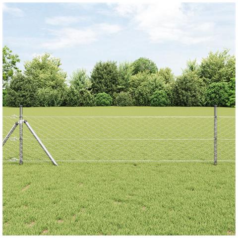 Recinzione Esagonale  0.6x50 m Acciaio Zincato, Pali per Recinzione  13 pz Ø32 mm 100 cm Acciaio Zincato - Foto 2