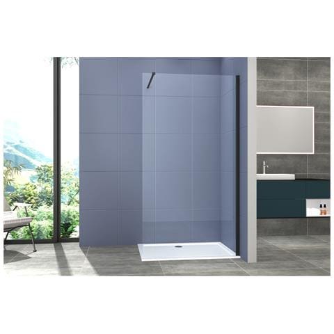 Box Doccia Parete Walk In 80 Cm H 200 Cm Cristallo Temperato Trasparente 8mm Profilo Nero Melany - Foto 1