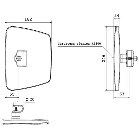 Coppa Specchio Same Dx-sx 182x63x246mm Per Bracci Ø 20mm Certificata Ece - Foto 2