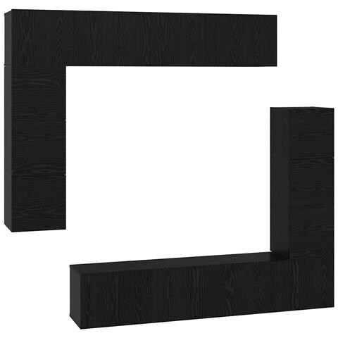 Set mobile TV 8 pcs Rovere nero 80 x 30 x 30 cm - Foto 1