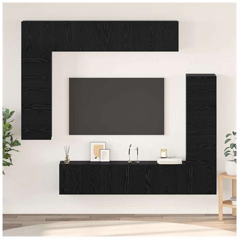 Set mobile TV 8 pcs Rovere nero 80 x 30 x 30 cm - Foto 2