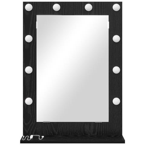 Specchio da Vanità con specchio Rovere Nero 70 x 50 x 18 cm - Foto 1