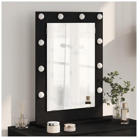 Specchio da Vanità con specchio Rovere Nero 70 x 50 x 18 cm - Foto 2