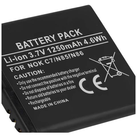 Batteria Li-ion 3.7v Per Telefono Compatibile Nokia C7 N85 N86 1250mah - Foto 2