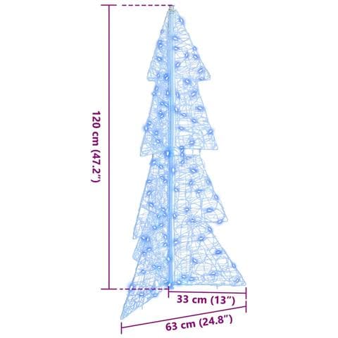 Albero di Natale con 100 LED Blu 120 cm Acrilico - Foto 8