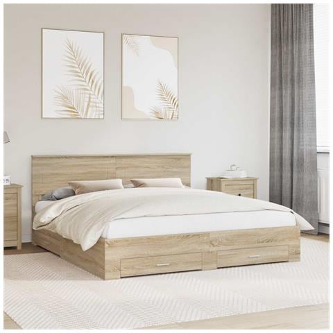 Struttura del letto con testiera Rovere Sonoma 200 x 200 cm - Foto 2