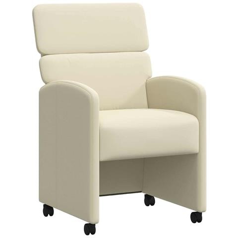 Sedie da Pranzo con Ruote con ruote 2 pcs Crema 58 x 65 x 98 cm - Foto 1