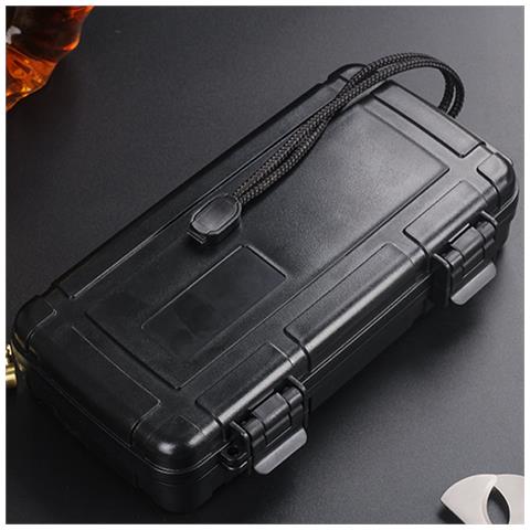 Humidor Portatile Impermeabile Trasparente Per Sigari Con Cuscinetto In Spugna - Coperchio Trasparente, Capacità 5 Sigari - Foto 2