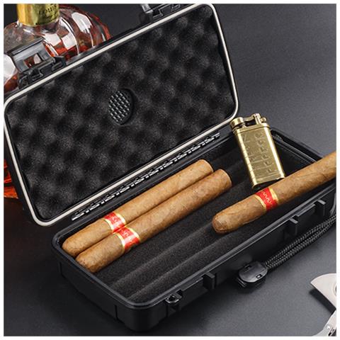 Humidor Portatile Impermeabile Trasparente Per Sigari Con Cuscinetto In Spugna - Coperchio Trasparente, Capacità 5 Sigari - Foto 5