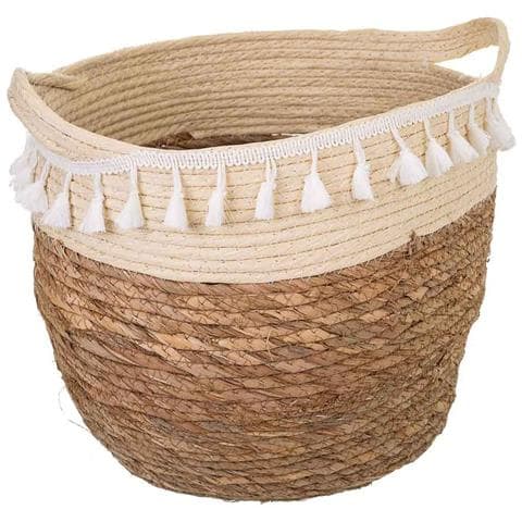 Navicella In Fibra Naturale Marrone 31x31x27h - Foto 1