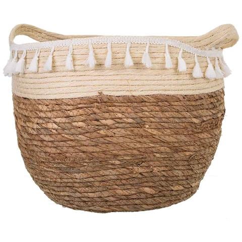 Navicella In Fibra Naturale Marrone 31x31x27h - Foto 2