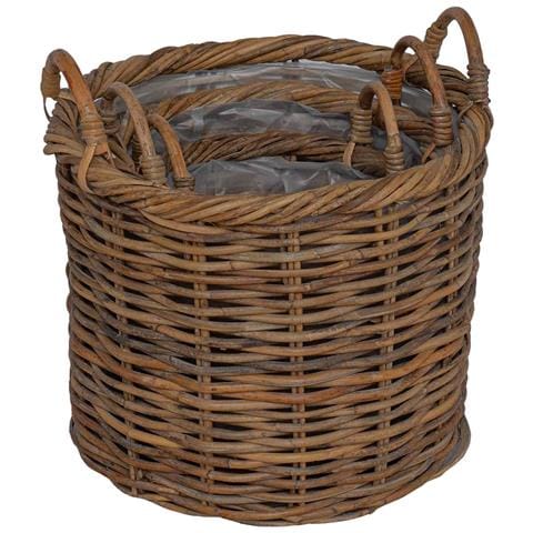Cesto per Piante con archiviazione 3 pcs Marrone Rattan Kubu - Foto 9