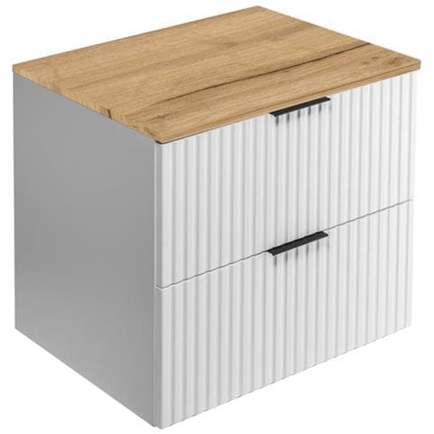 | Mobile sottolavabo 60 cm - L /H /D 60/57/46 cm - Blanc Mat - Mobili bagno, lavabi, mobiletti bagno | Piano di lavoro - Marrone - Foto 1