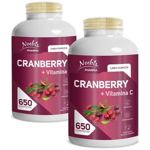 Cranberry + Vitamina C 650 Compresse - Mirtillo Rosso e Vitamina C - Vie Urinarie, Drenaggio e Azione Antiossidante (Confezione doppia) - Foto 1