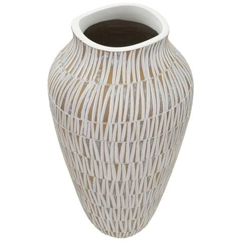 Vaso Stiky Bianco E Oro In Resina Texture A Bastoncelli 22x44 Cm - Foto 2