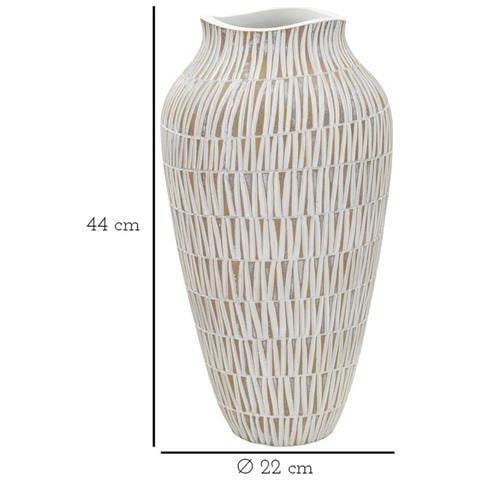 Vaso Stiky Bianco E Oro In Resina Texture A Bastoncelli 22x44 Cm - Foto 6