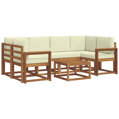 Set di divani da esterno con cuscino 7 pcs Naturale e Crema - Foto 1