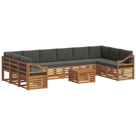 Set divani 11 pcs Naturale e Antracite Legno di Acacia Massello - Foto 1