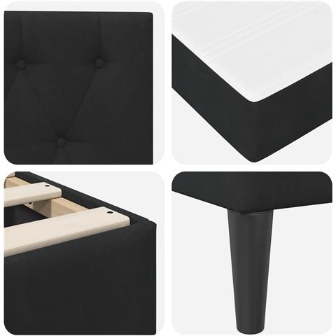 Struttura letto con materasso Nero 90 x 200 cm Velluto - Foto 9