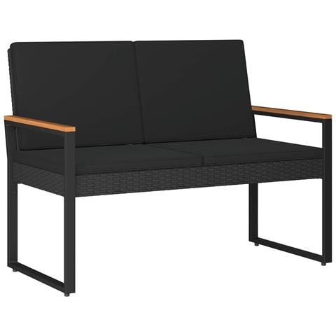 Panchina da esterno Nero 107 x 61 x 80 cm polyrattan - Foto 1