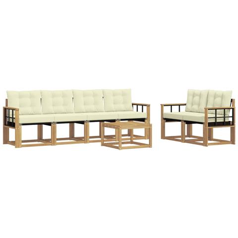 Set di divani da esterno con cuscino 7 pcs Bianco e Crema - Foto 1
