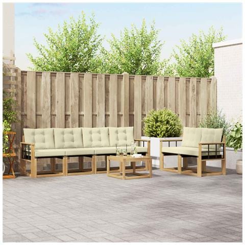 Set di divani da esterno con cuscino 7 pcs Bianco e Crema - Foto 2