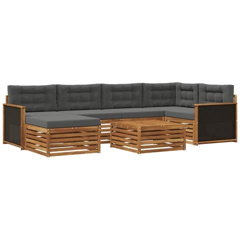 Set di divani da esterno con cuscino 7 pcs Naturale e Antracite - Foto 1