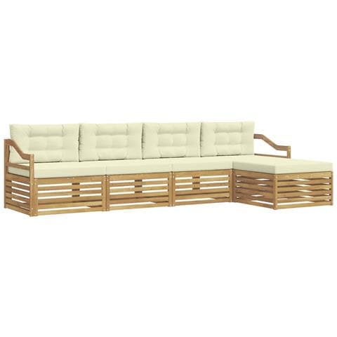 Set di divani da esterno 5 pcs Bianco e Crema Poliestere - Foto 1
